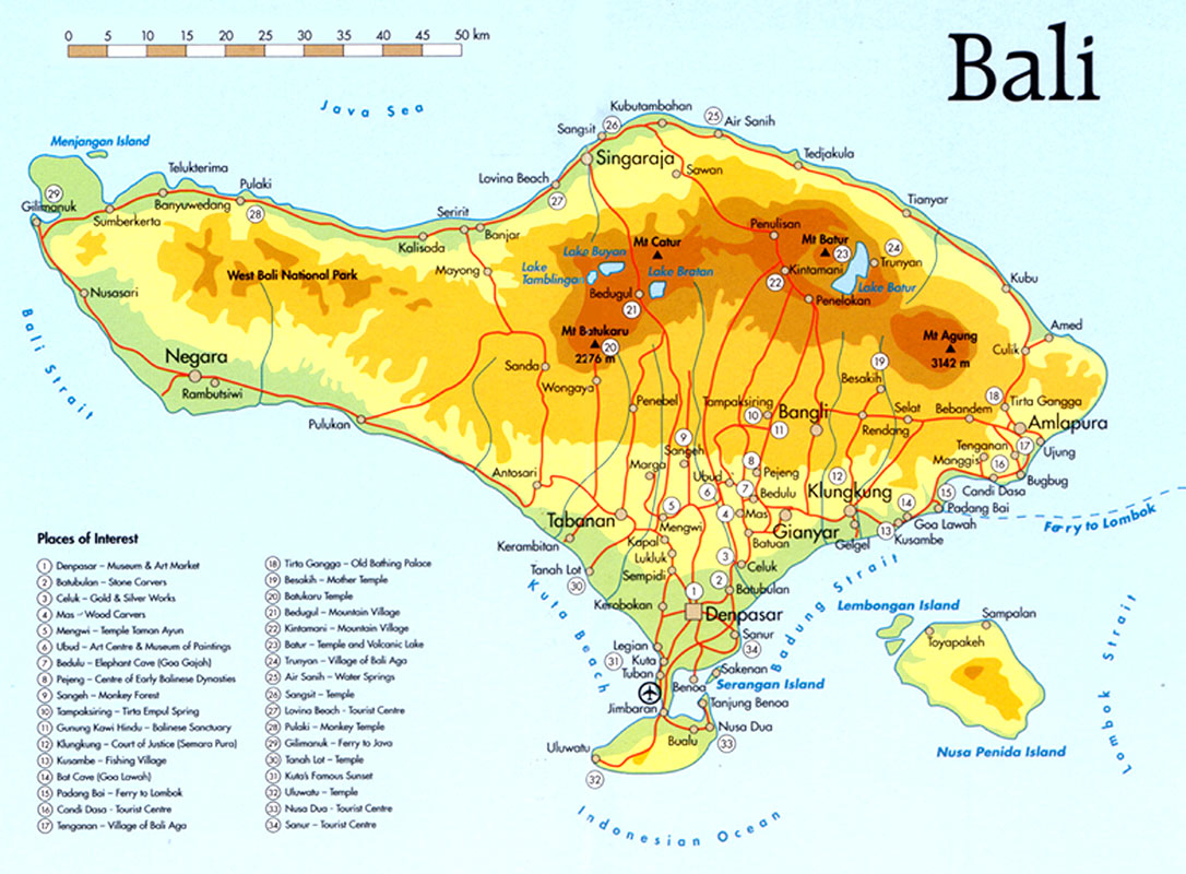 Bali Island Street Map Detail and Guide | Bali Weather Forecast and